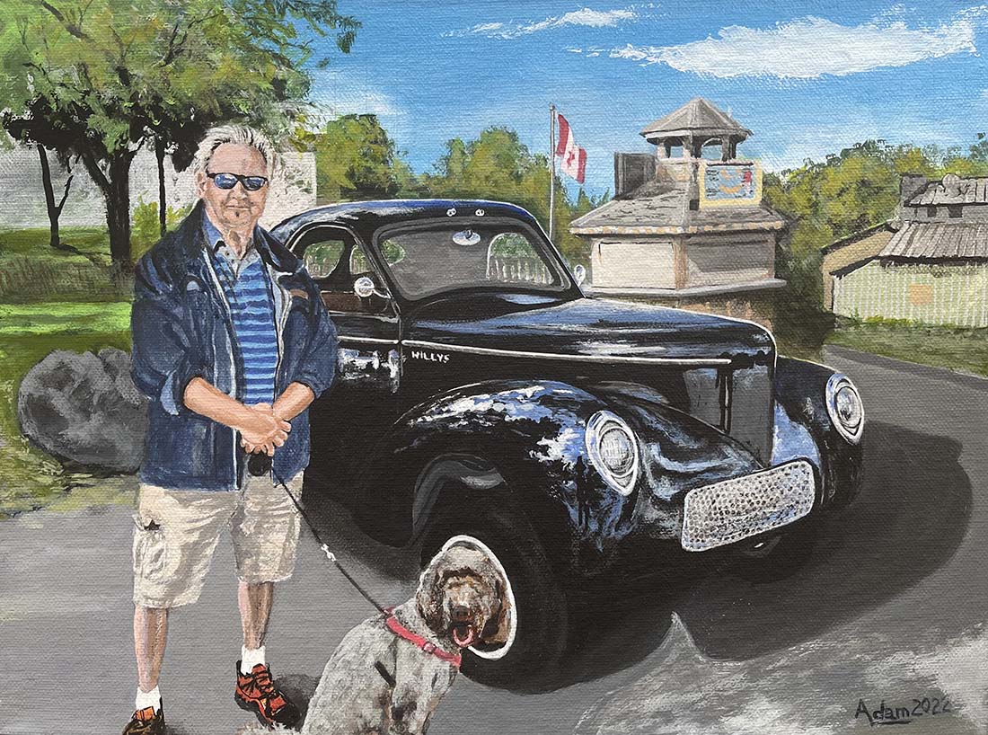 Painting - CARTMAN! A Dog and a Car