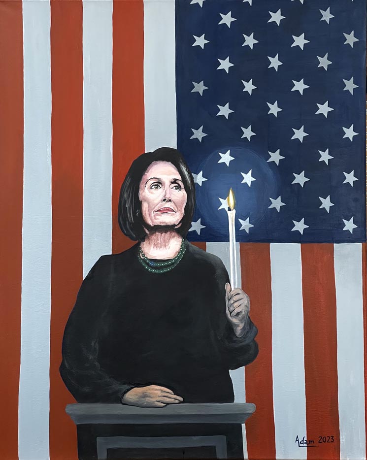 acrylic painting of Nancy Pelosi